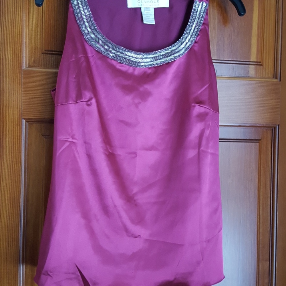 American Glamour Badgley Mischka sleeveless blouse